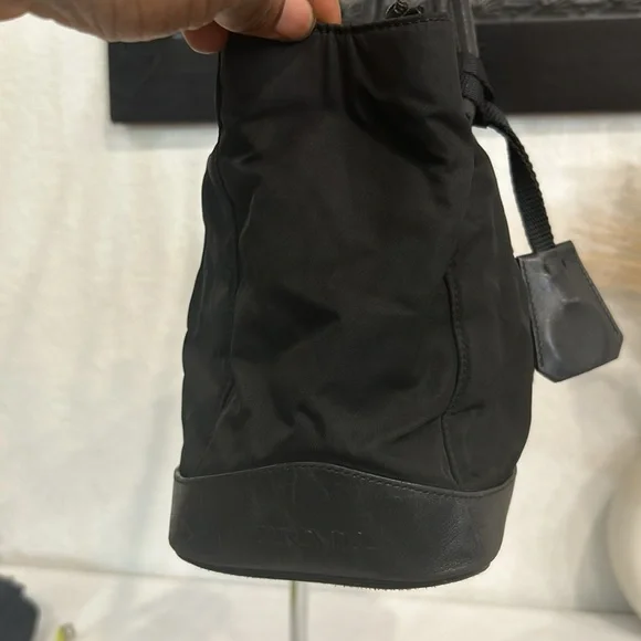 Prada black Tessuto nylon and leather shoulder bag vintage